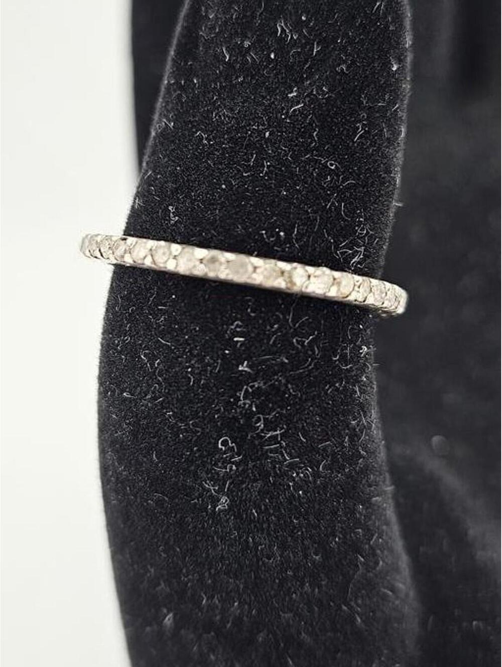 Elegant Sterling Silver Eternity Band Ring with Embedded Stones, Size 6.5